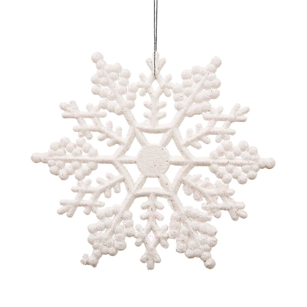 White Glitter Snowflake Christmas Ornament, 24 / Box